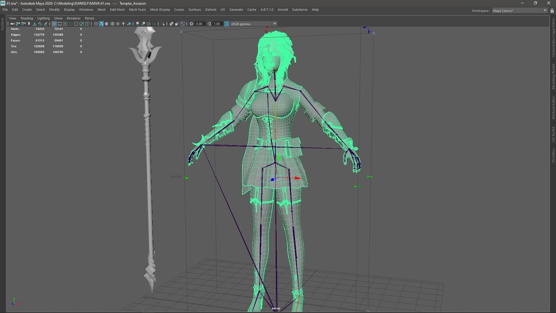 Templar Assassin - Game Ready Low-poly 3D model_15