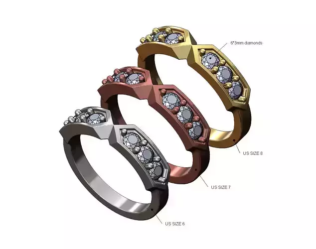 Double chamfred links 3mm diamonds band