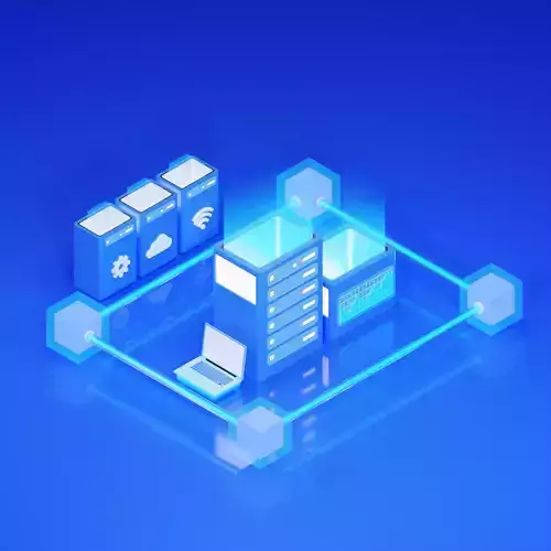 3D Render of Blockchain Technology for Visualization 3D model