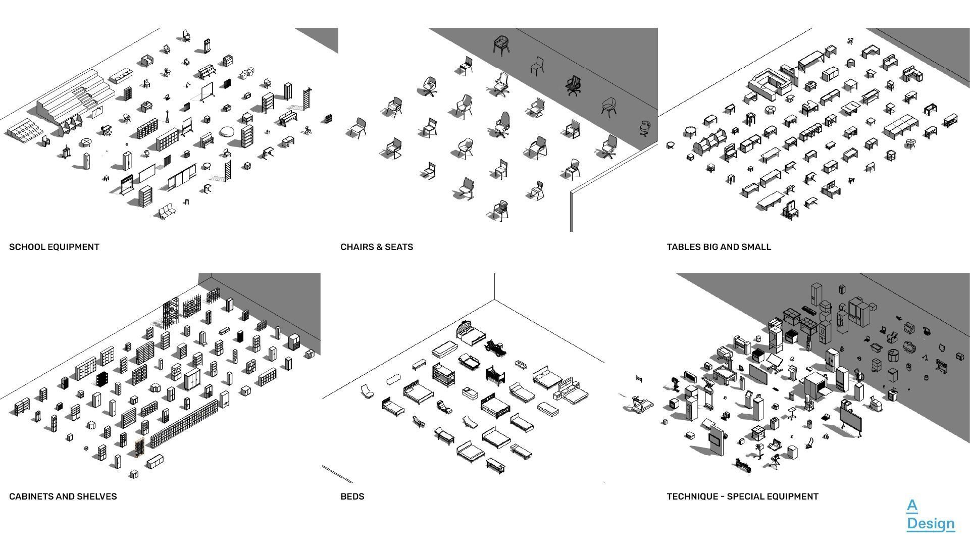 23 Large family packs - Revit families - 1006 families in total 3D model_15