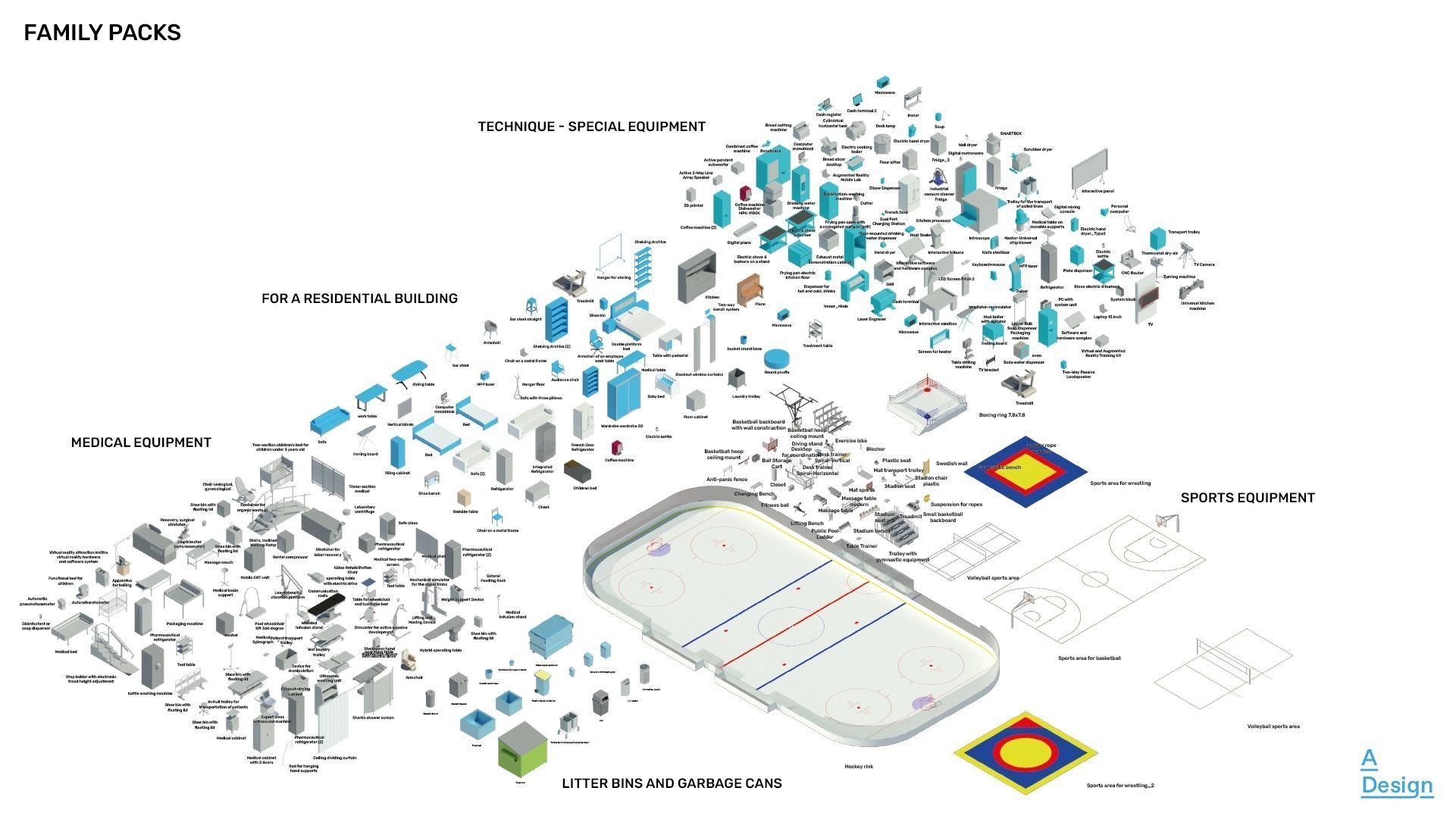 23 Large family packs - Revit families - 1006 families in total 3D model_5