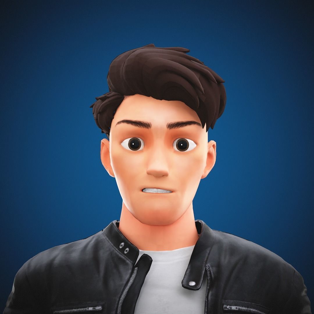 Stylized Cartoon Man Tom character rigged Low-poly 3D model_15