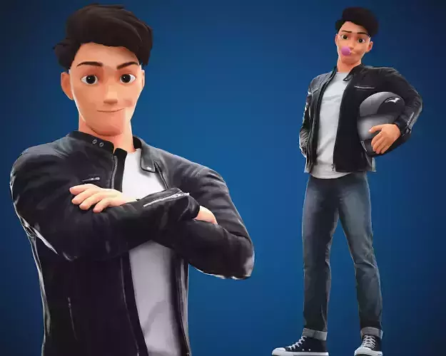 Stylized Cartoon Man Tom character rigged Low-poly 3D model
