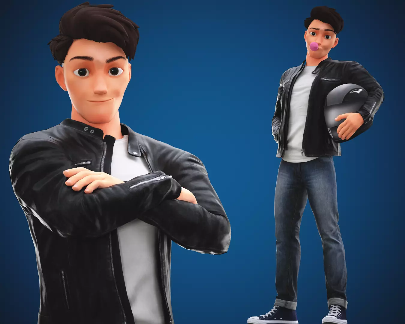 Stylized Cartoon Man Tom character rigged Low-poly 3D model_0