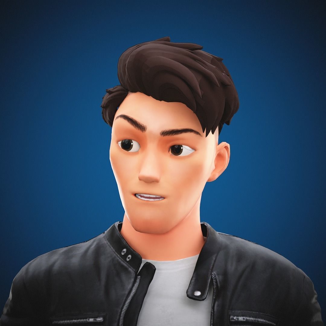 Stylized Cartoon Man Tom character rigged Low-poly 3D model_16