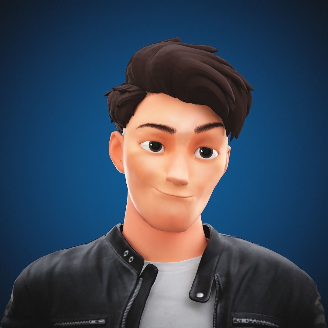 Stylized Cartoon Man Tom character rigged Low-poly 3D model_17