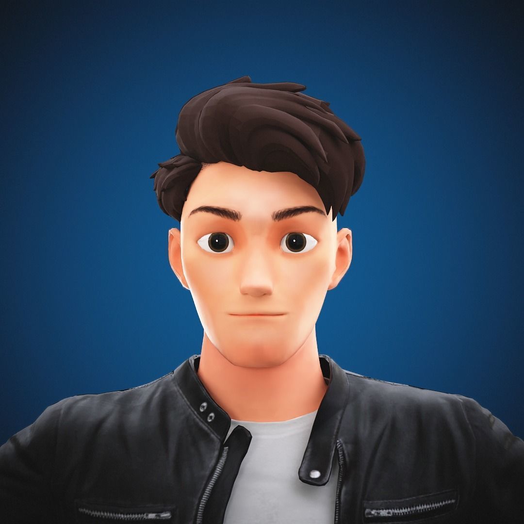 Stylized Cartoon Man Tom character rigged Low-poly 3D model_9