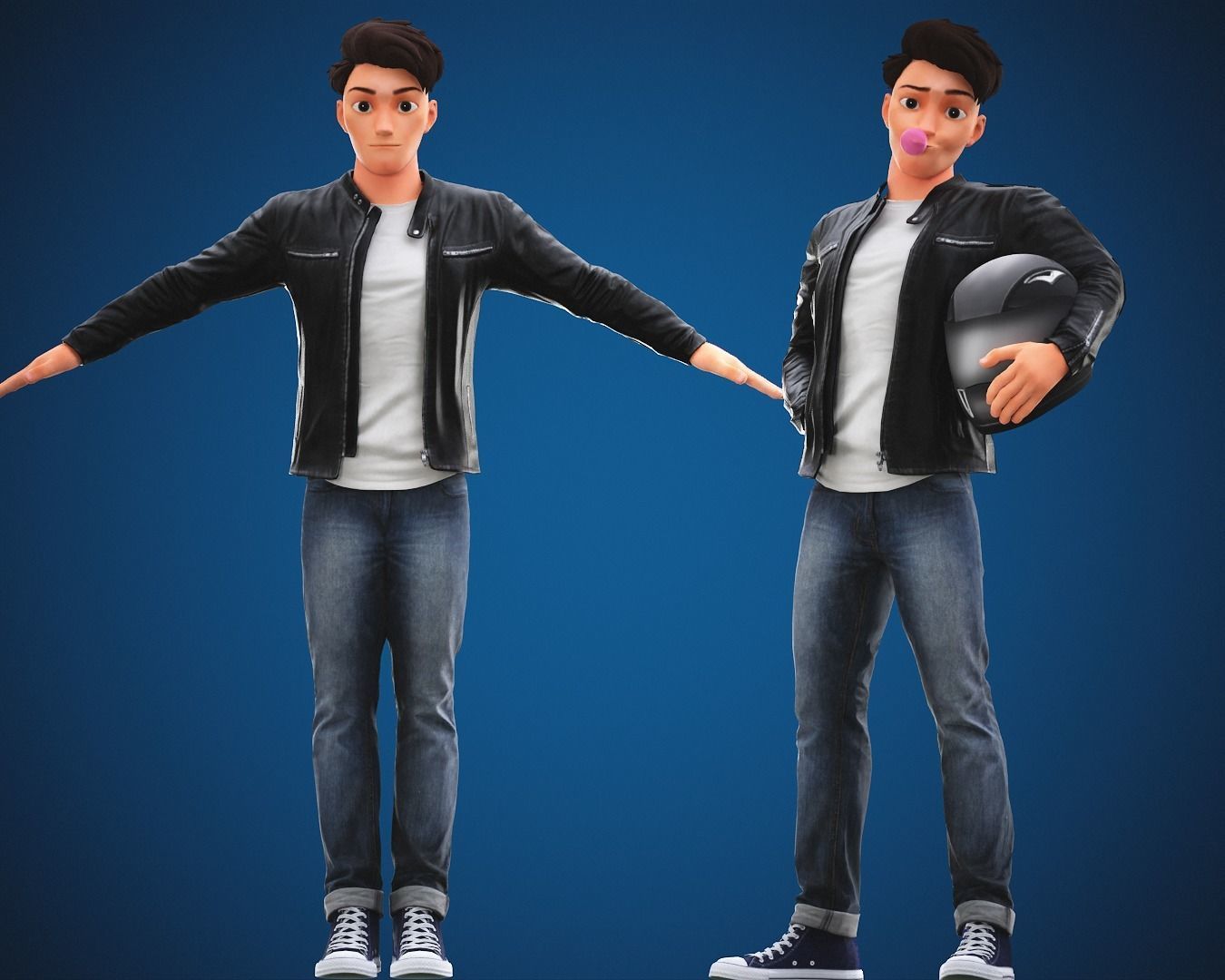 Stylized Cartoon Man Tom character rigged Low-poly 3D model_11