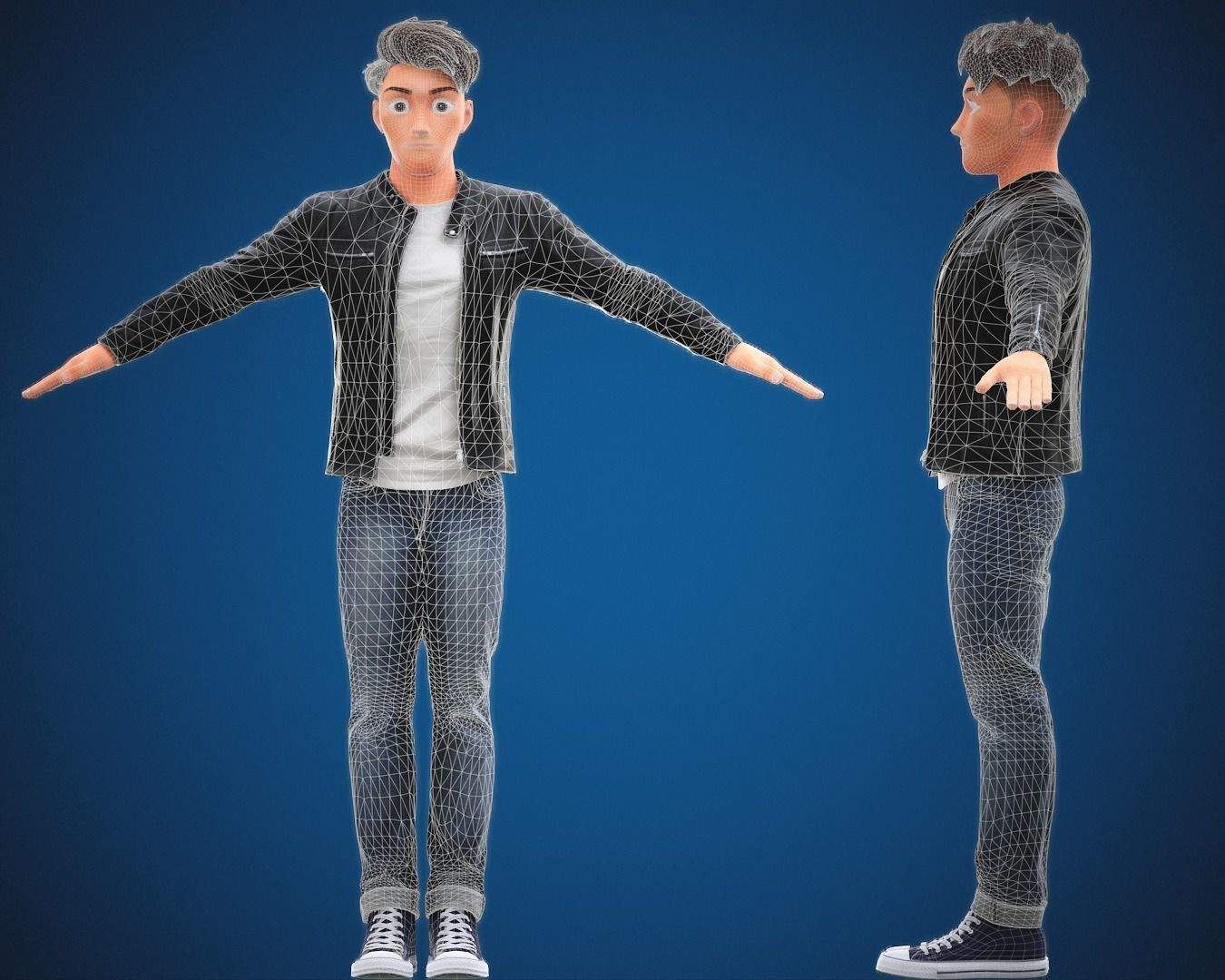 Stylized Cartoon Man Tom character rigged Low-poly 3D model_19