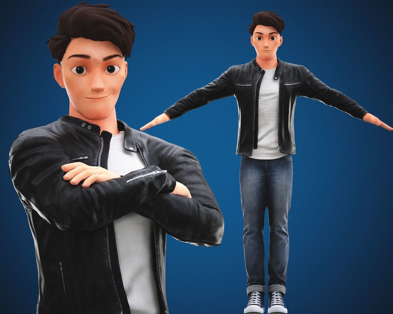 Stylized Cartoon Man Tom character rigged Low-poly 3D model_1