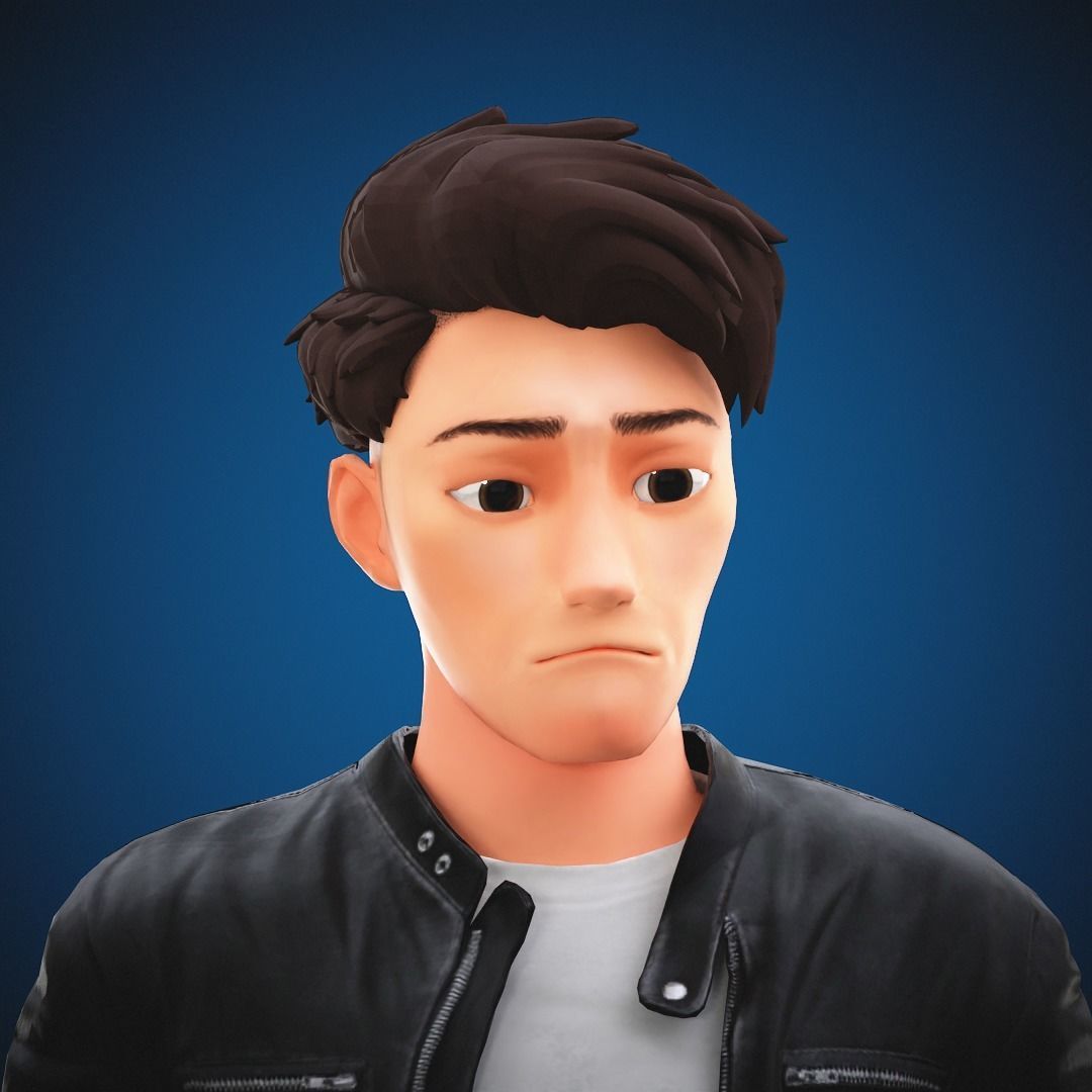 Stylized Cartoon Man Tom character rigged Low-poly 3D model_12