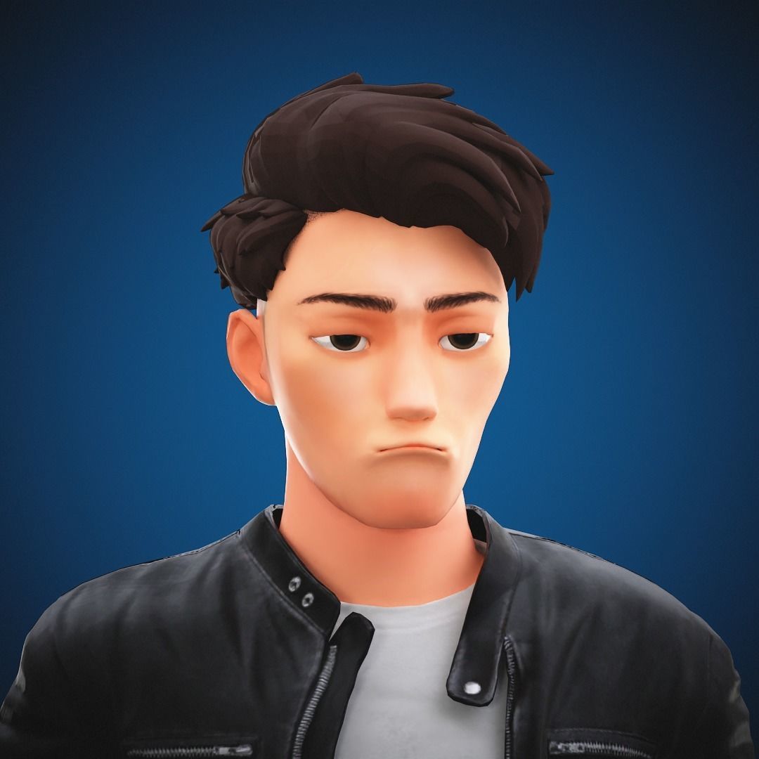 Stylized Cartoon Man Tom character rigged Low-poly 3D model_13