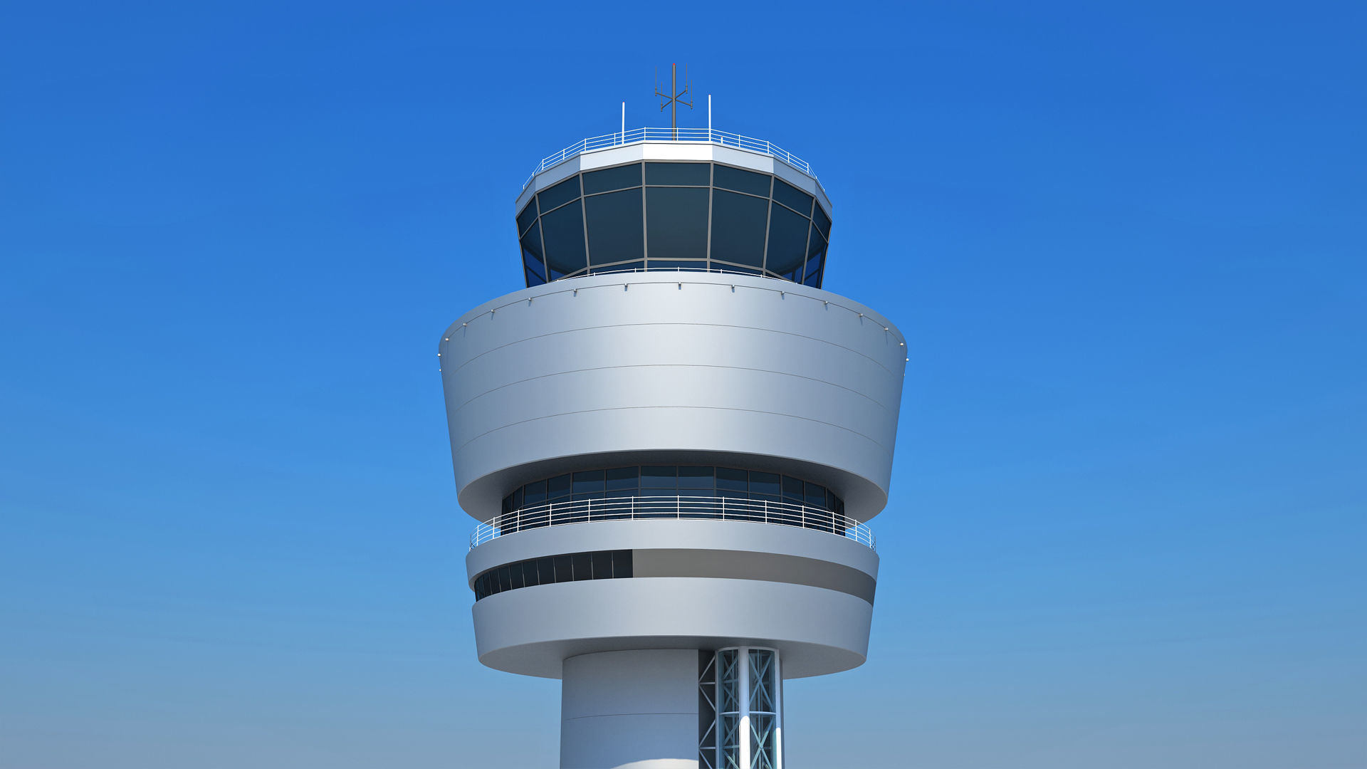 Airport Control Tower 3D model_10