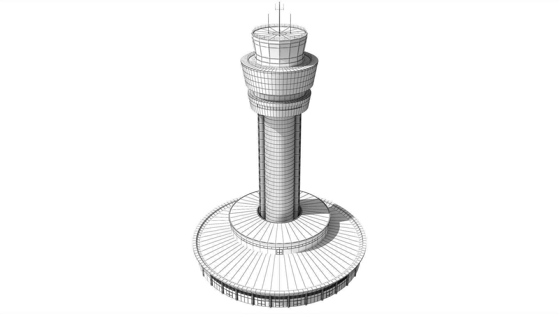 Airport Control Tower 3D model_7