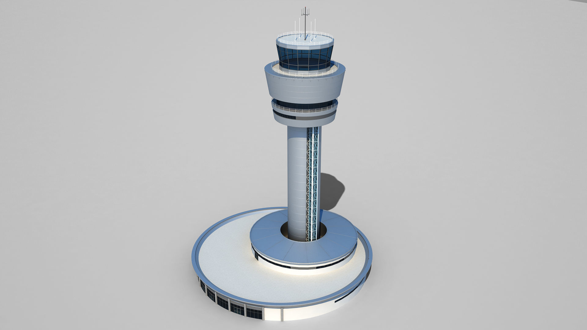 Airport Control Tower 3D model_12