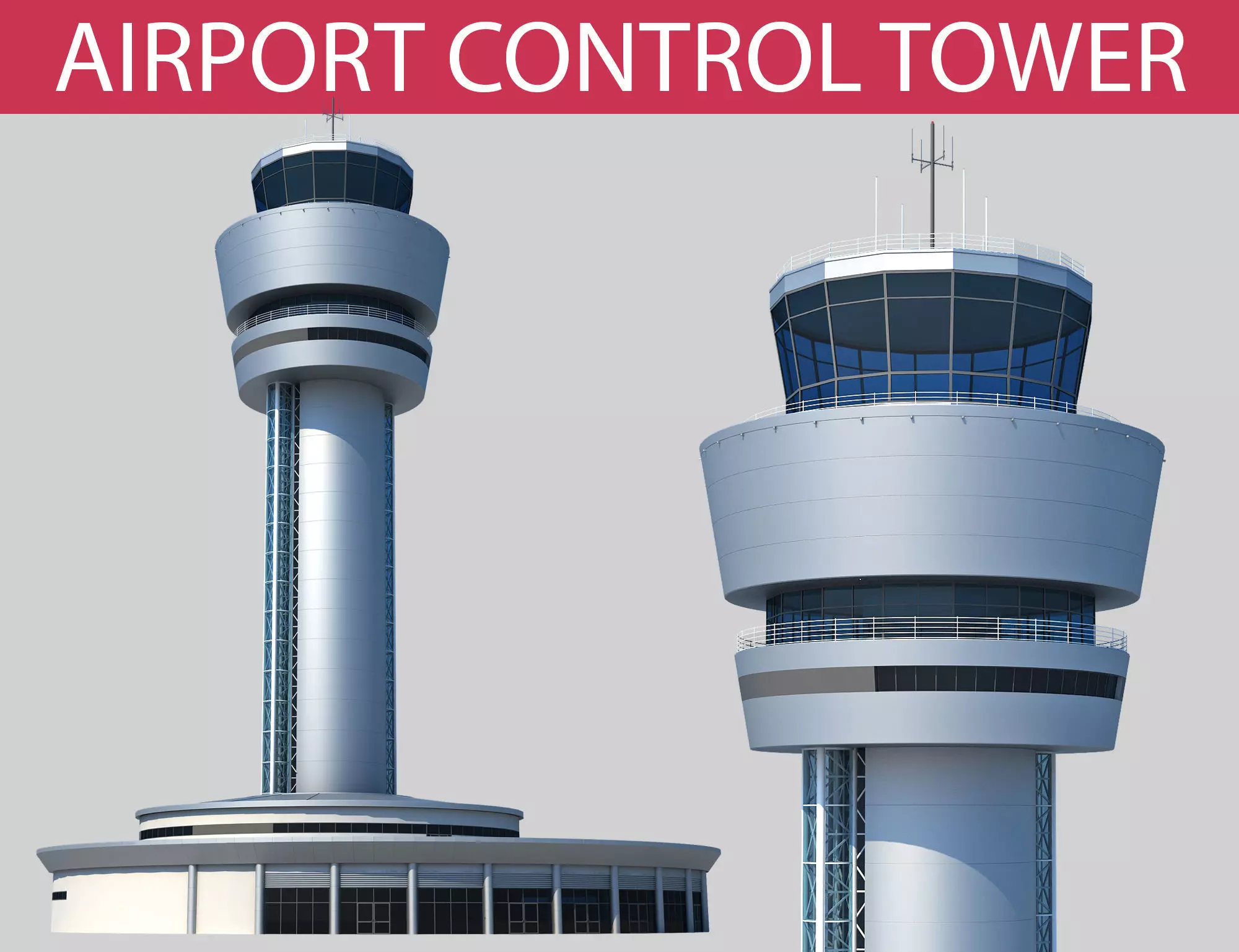 Airport Control Tower 3D model_0