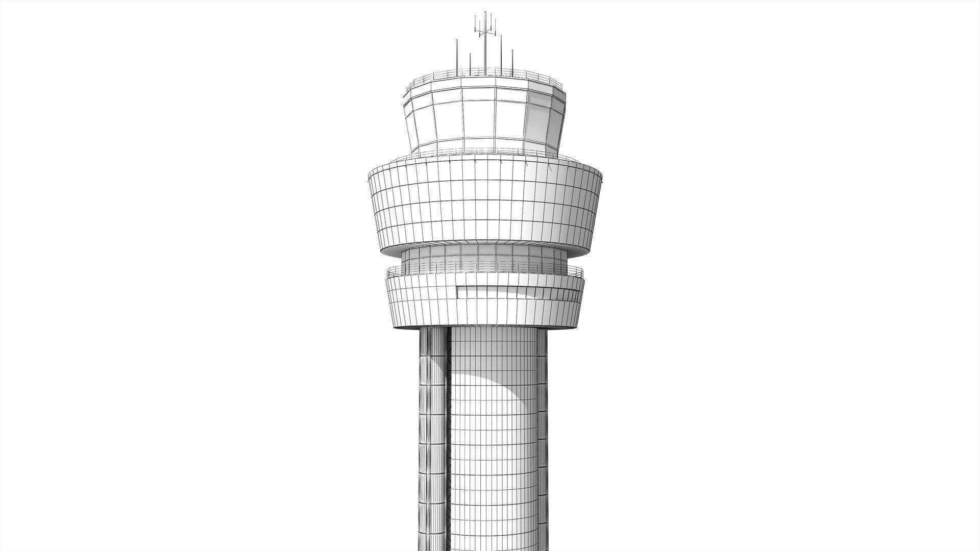 Airport Control Tower 3D model_4