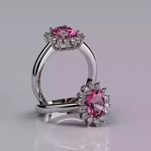 Gaga  Pink sapphire oval engagement ring 