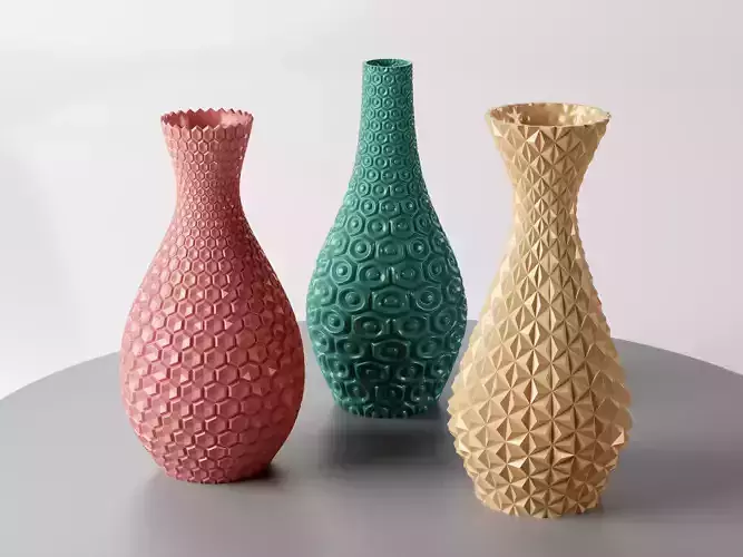 Dried Flower Vase 3D print - Set 3 Model planter Pot decoration 3D print model