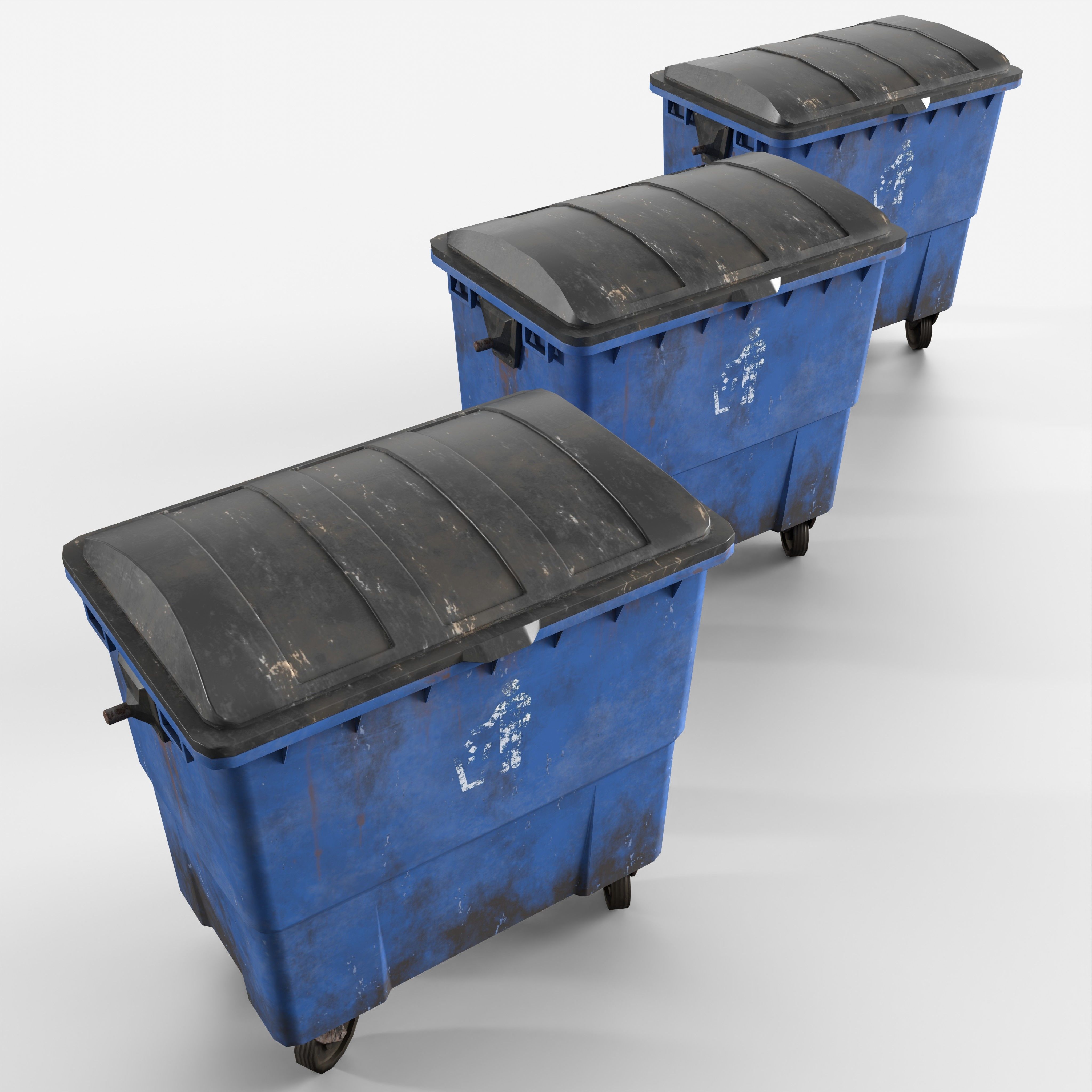 Public Dumbster Low-poly 3D model_13