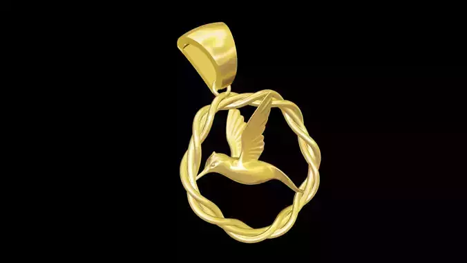 Hummingbird Pendant jewelry Gold 3D print model