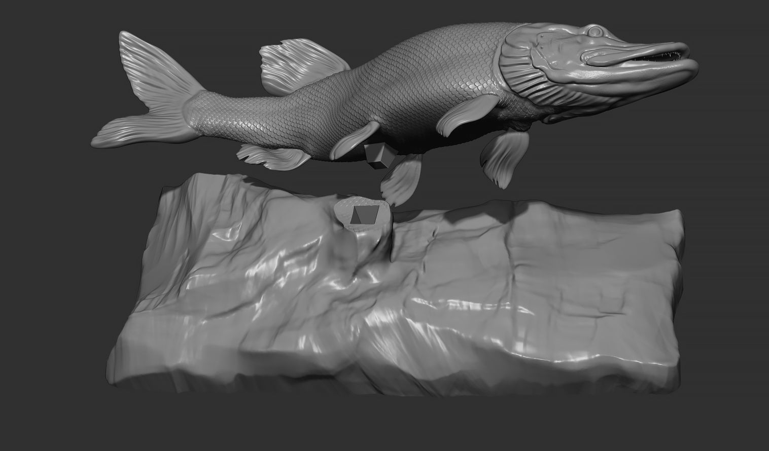 Pike fish on the base 3D print model_18