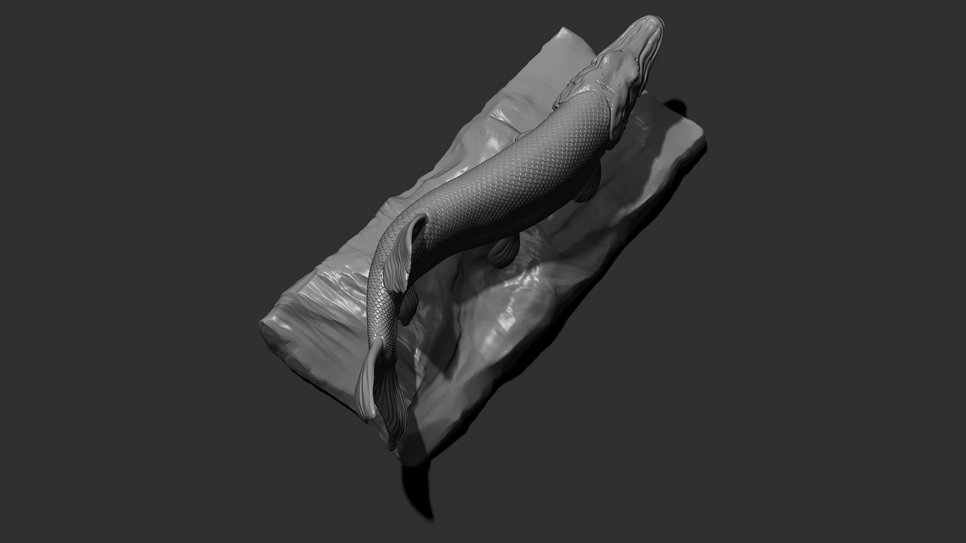 Pike fish on the base 3D print model_5