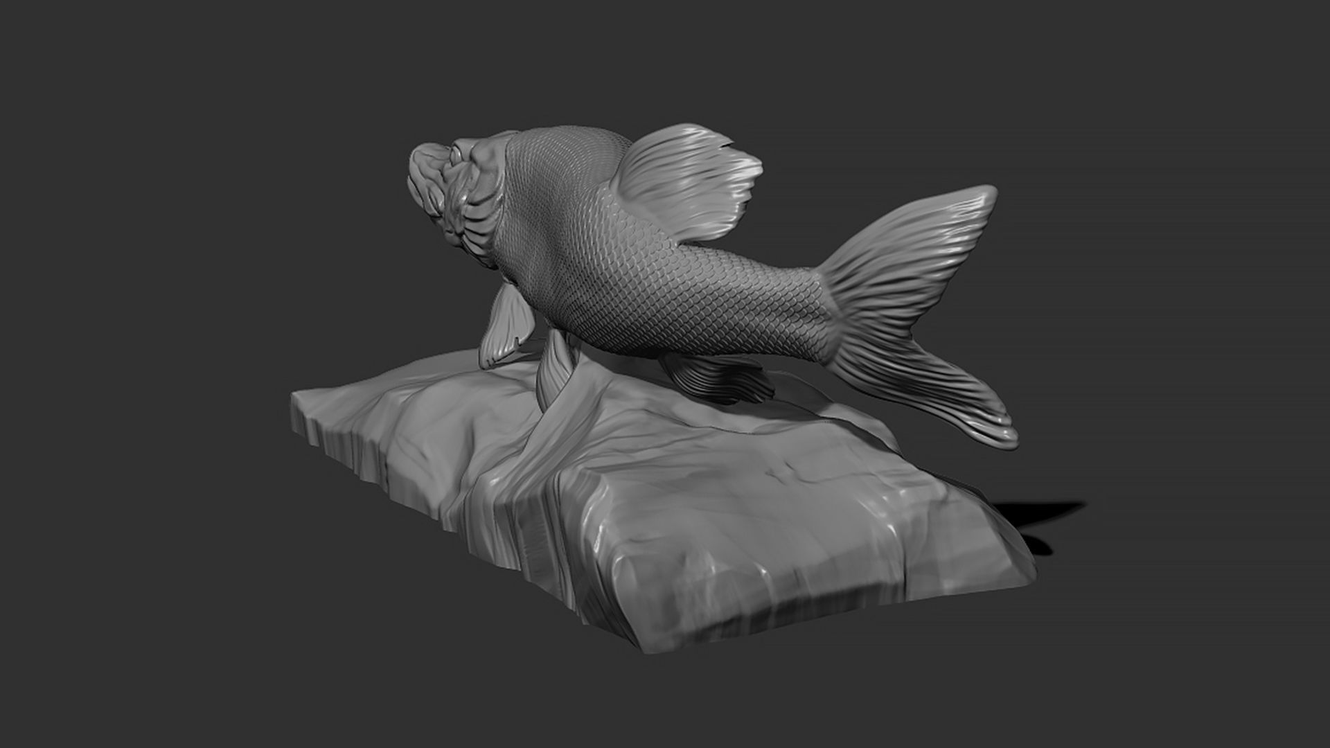Pike fish on the base 3D print model_1