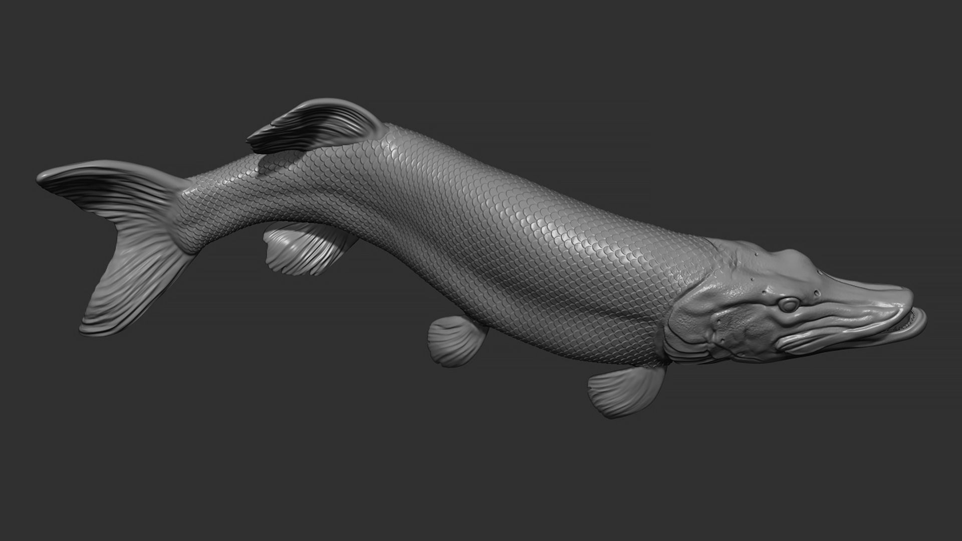 Pike fish on the base 3D print model_13