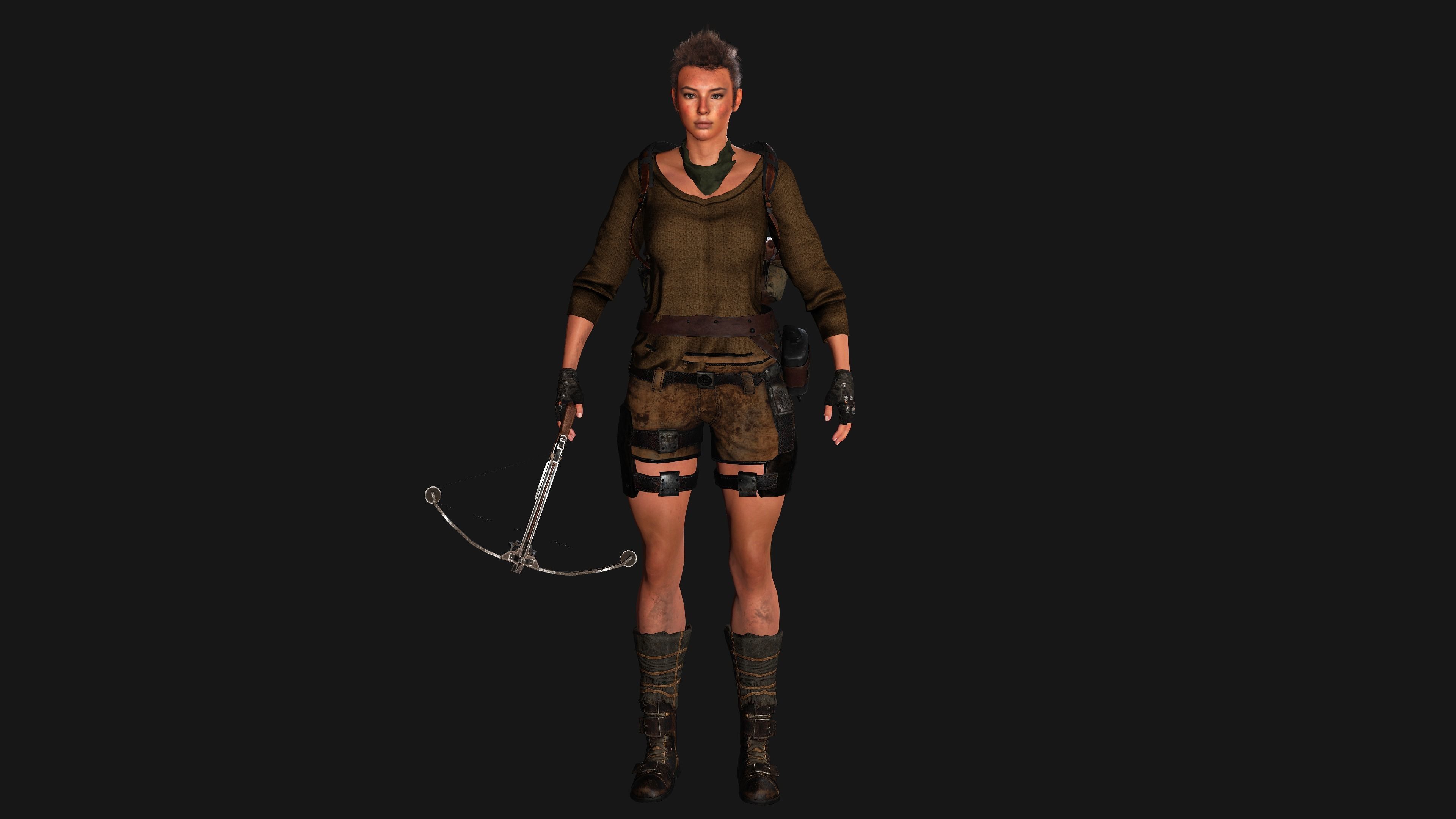 AAA 3D APOCALYPTIC FEMALE 03 - REALISTIC GAME READY CHARACTER Low-poly 3D model_1