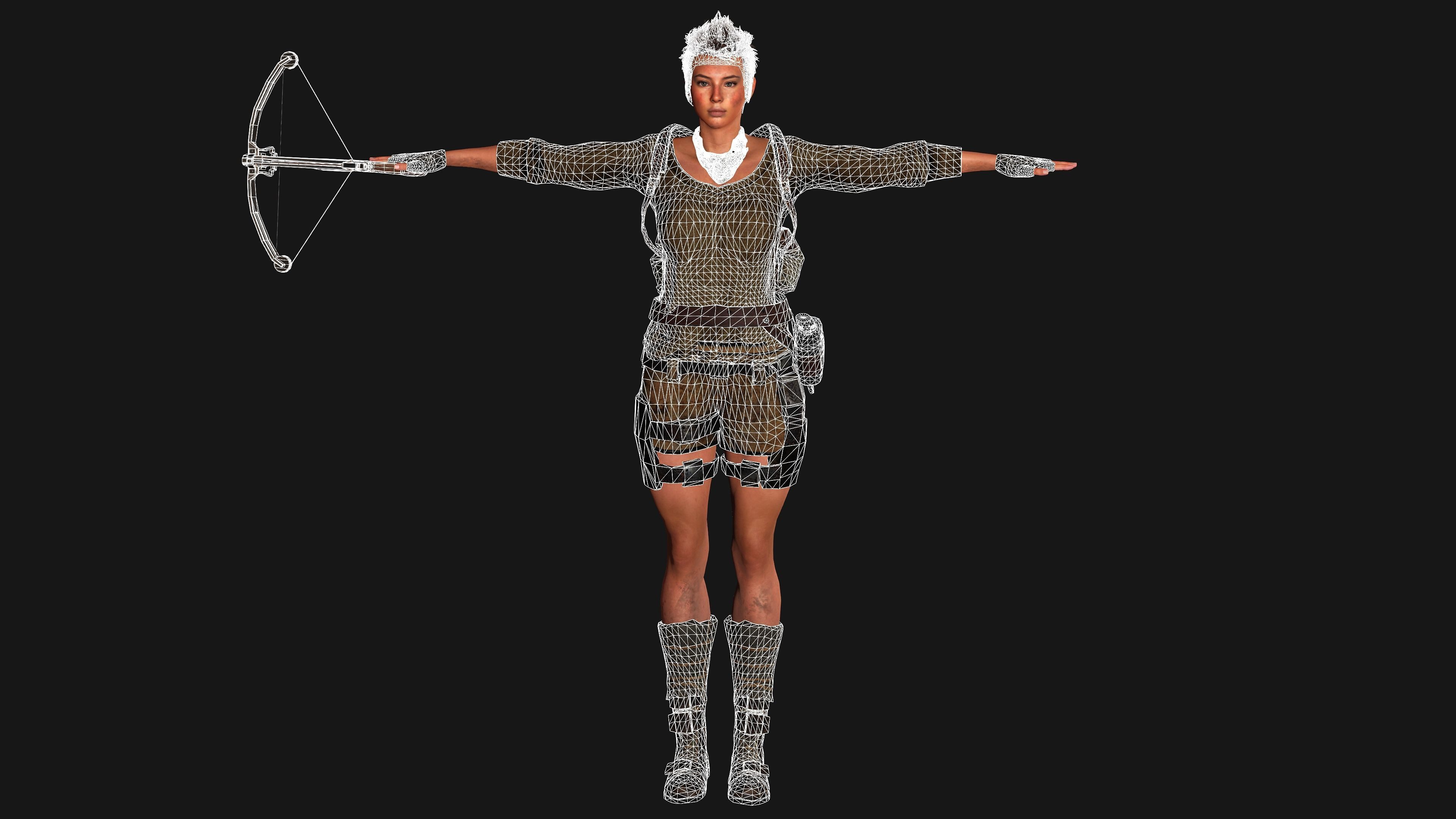 AAA 3D APOCALYPTIC FEMALE 03 - REALISTIC GAME READY CHARACTER Low-poly 3D model_15