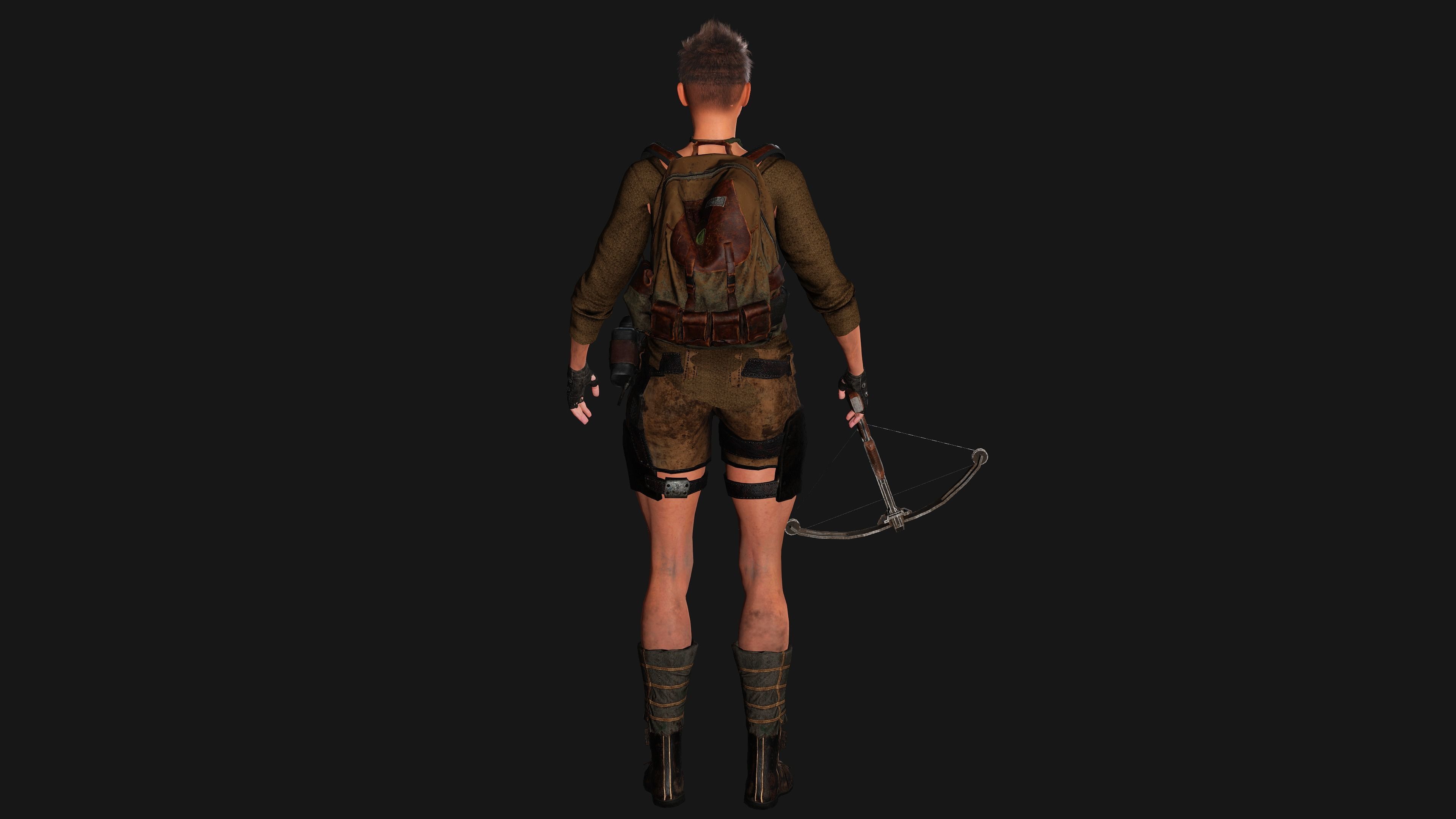 AAA 3D APOCALYPTIC FEMALE 03 - REALISTIC GAME READY CHARACTER Low-poly 3D model_13