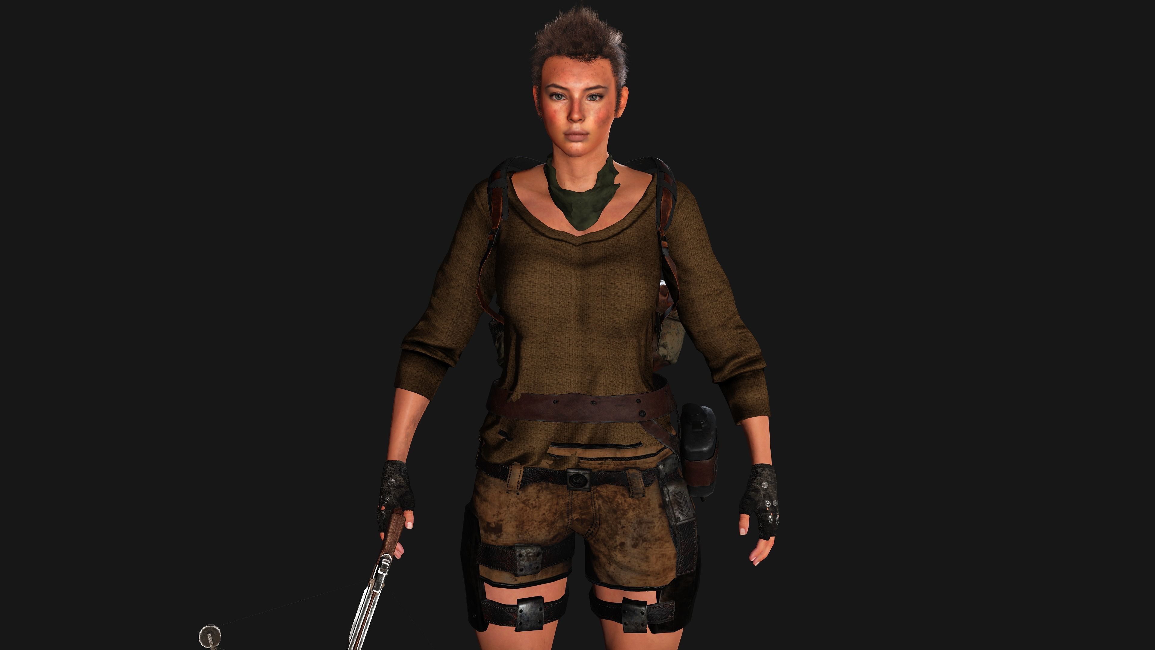 AAA 3D APOCALYPTIC FEMALE 03 - REALISTIC GAME READY CHARACTER Low-poly 3D model_3