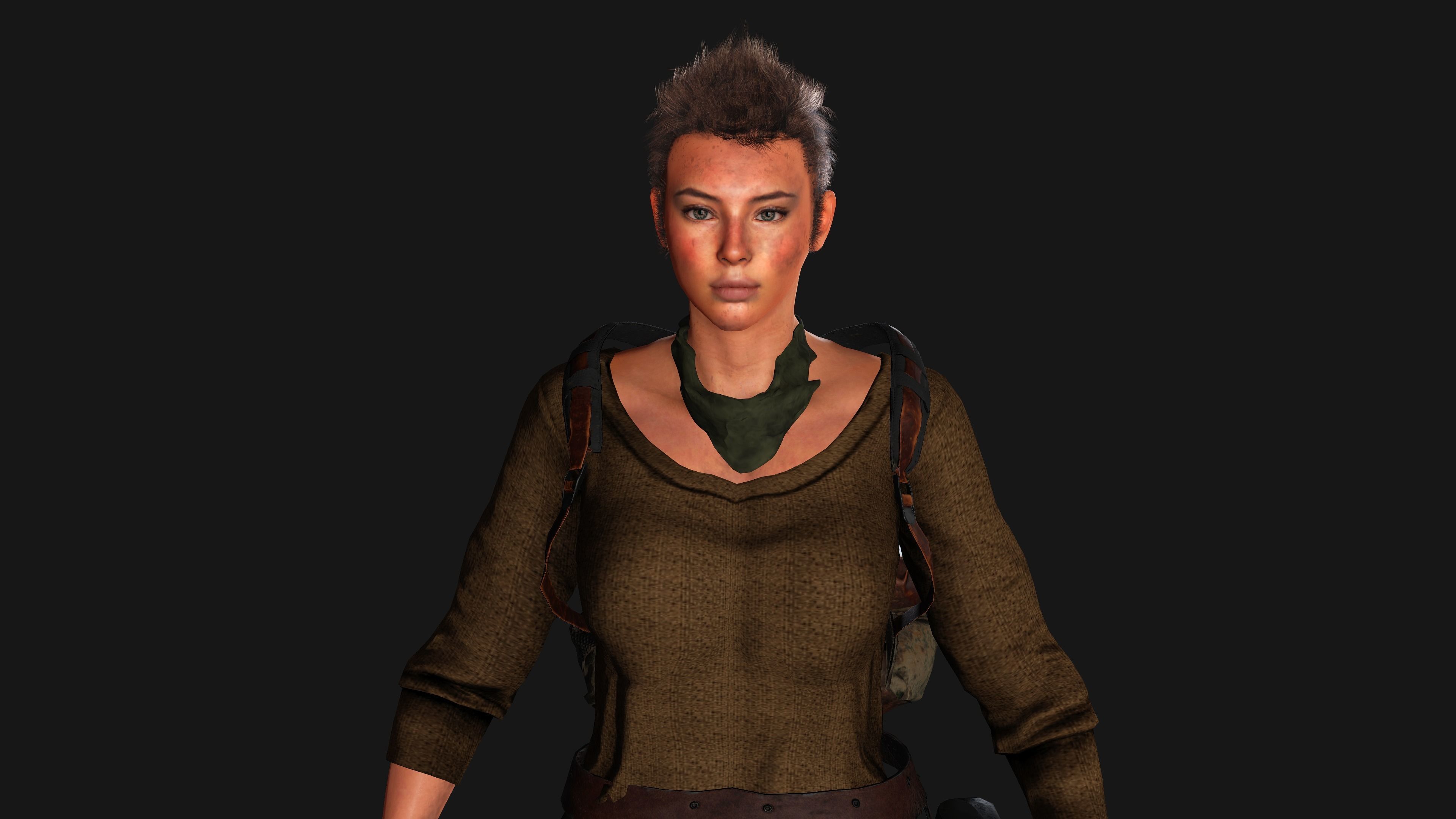 AAA 3D APOCALYPTIC FEMALE 03 - REALISTIC GAME READY CHARACTER Low-poly 3D model_4