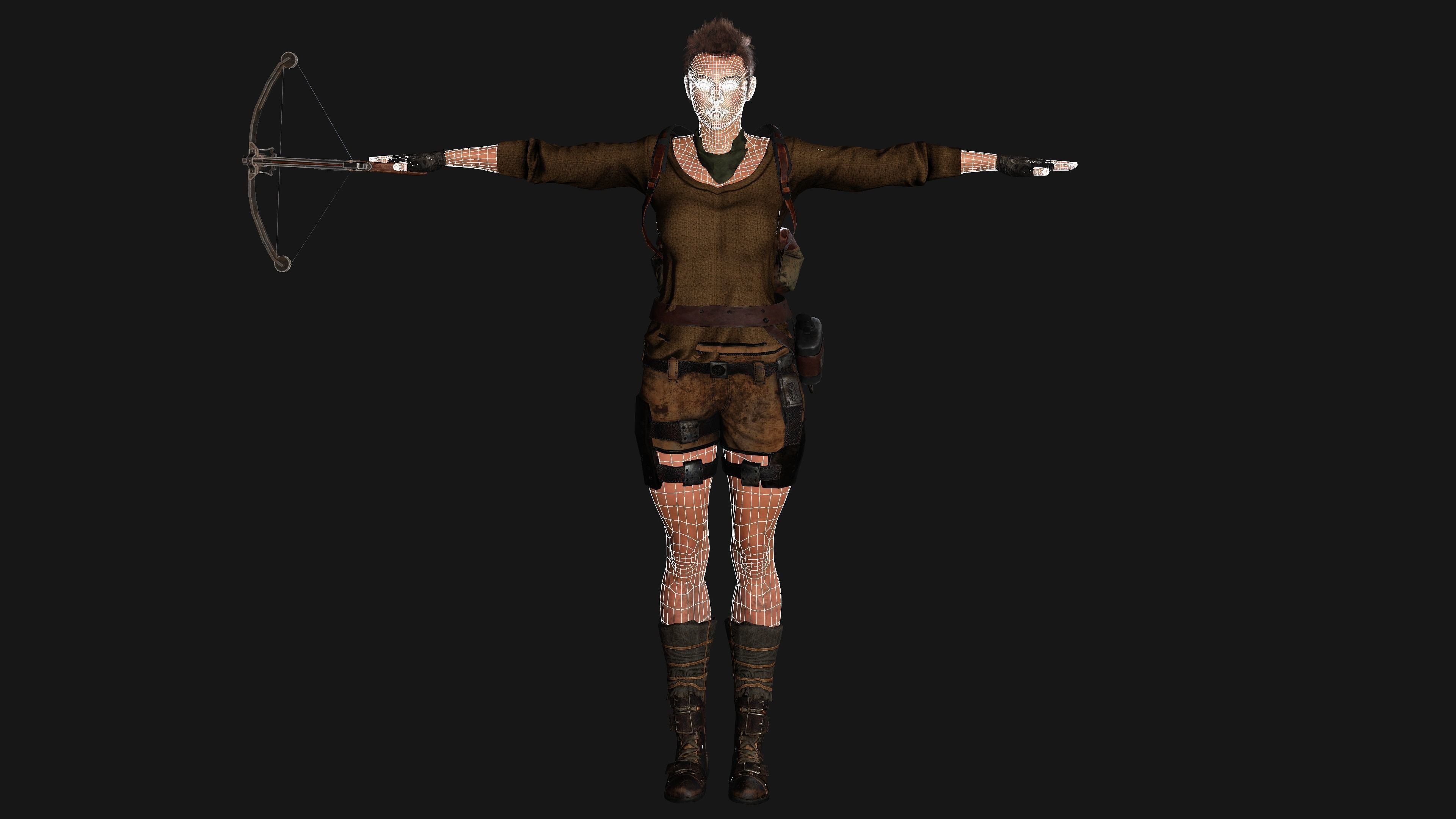 AAA 3D APOCALYPTIC FEMALE 03 - REALISTIC GAME READY CHARACTER Low-poly 3D model_16