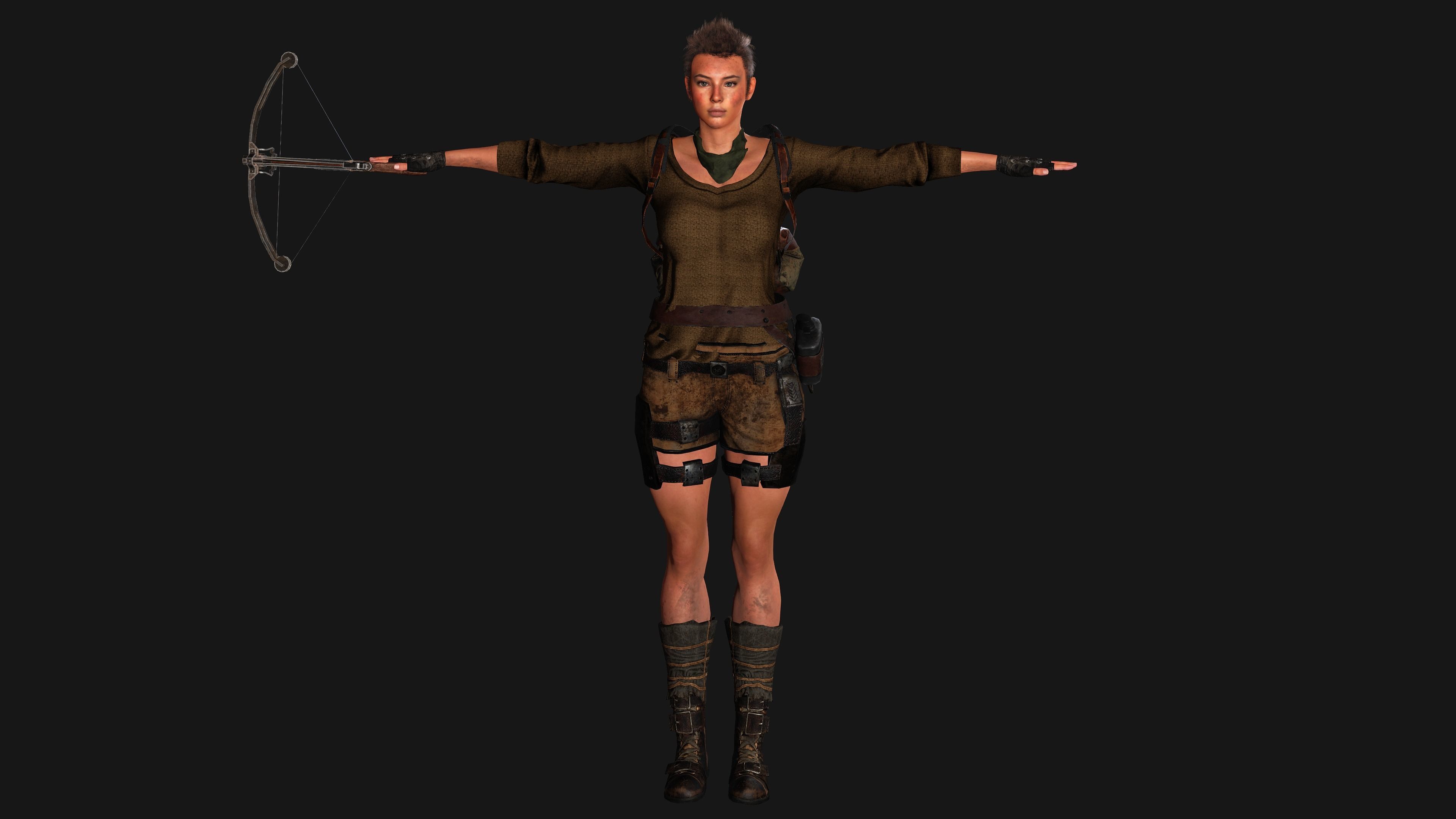 AAA 3D APOCALYPTIC FEMALE 03 - REALISTIC GAME READY CHARACTER Low-poly 3D model_14