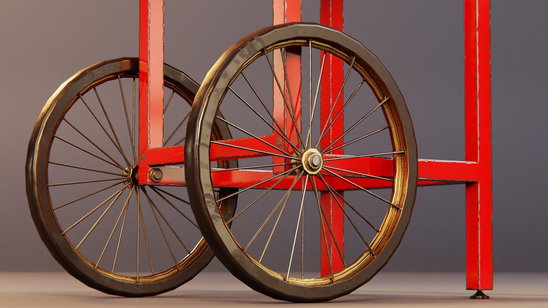 Popcorn cart Low-poly 3D model_5