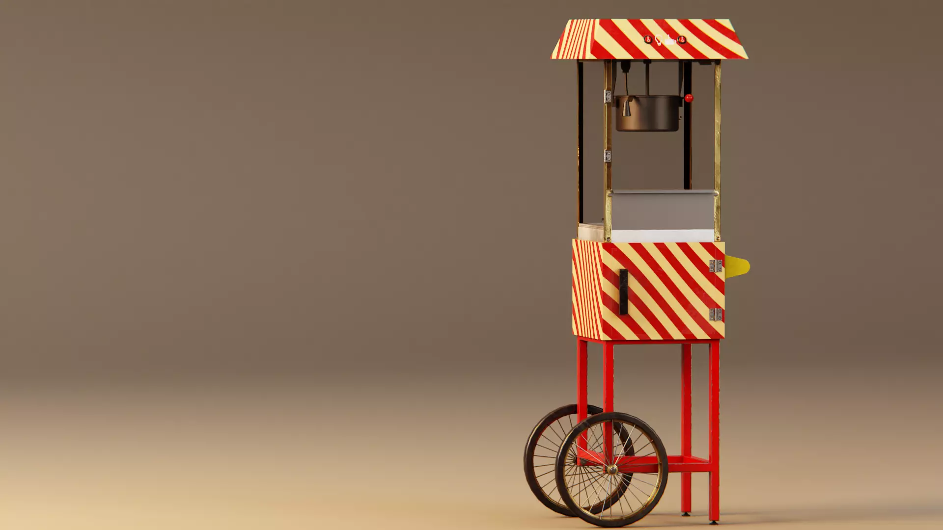 Popcorn cart Low-poly 3D model_0