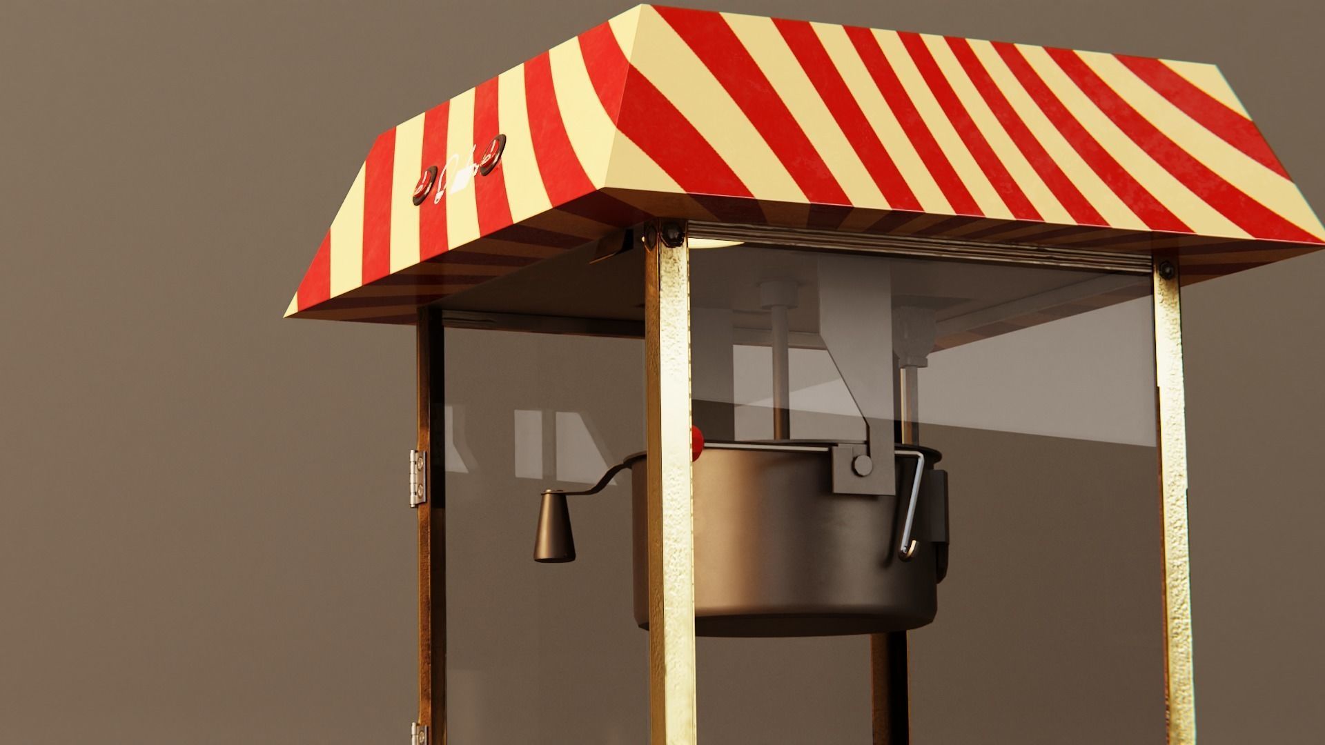 Popcorn cart Low-poly 3D model_4