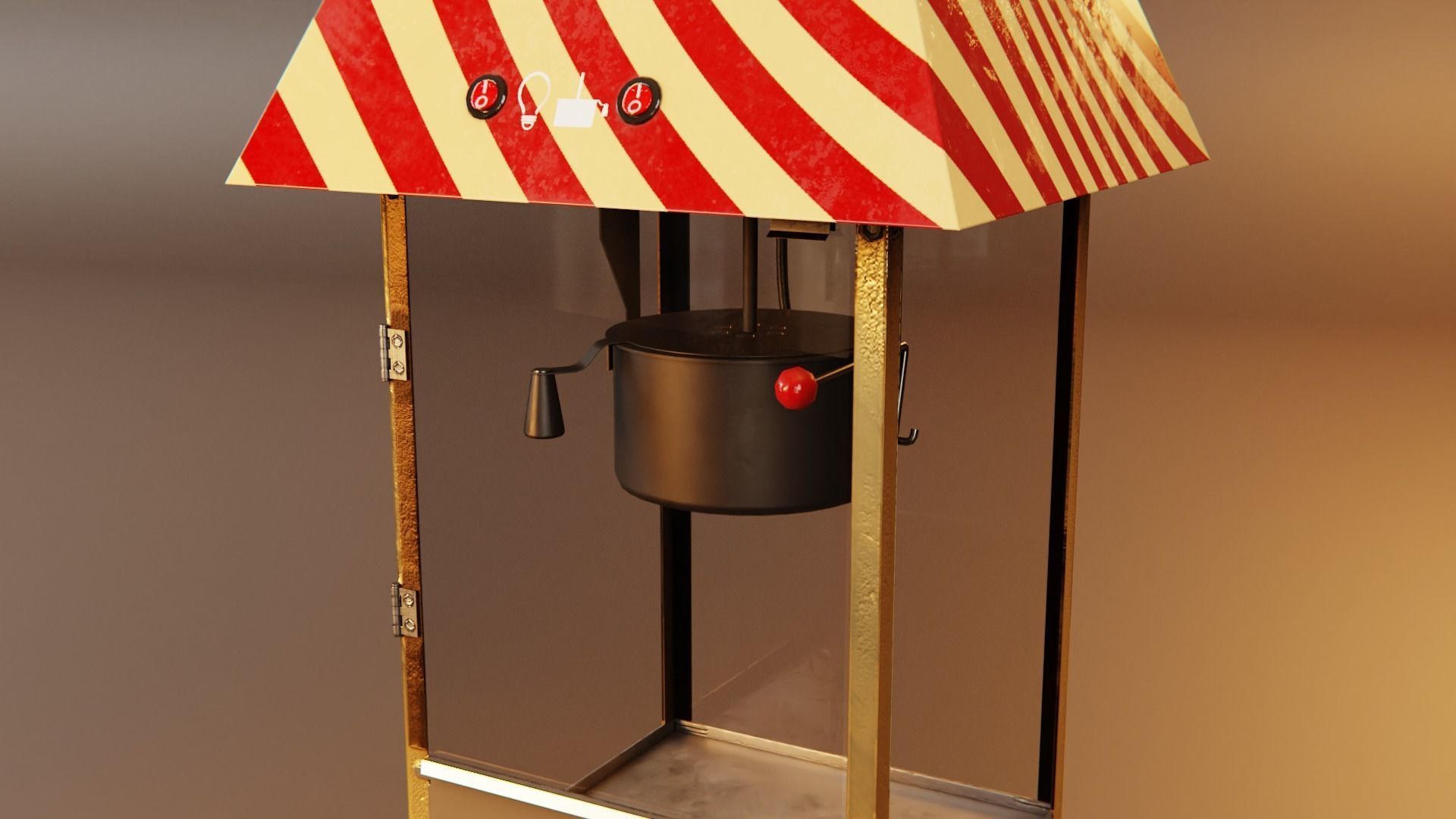 Popcorn cart Low-poly 3D model_3