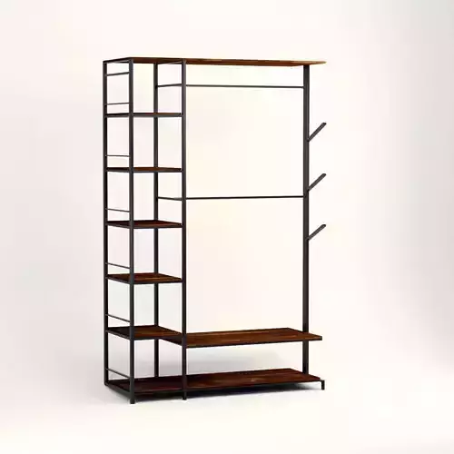 wooden and metal shelf 