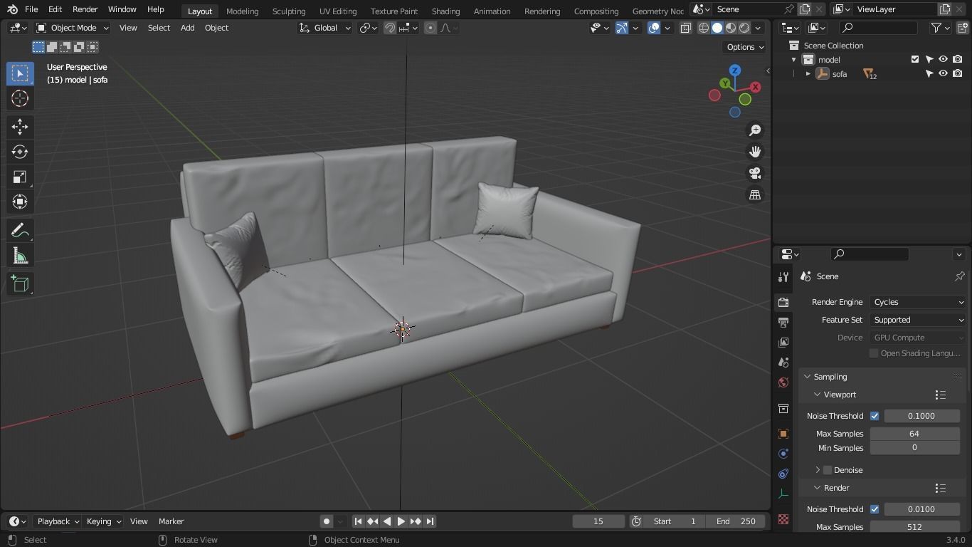 Sofa 001 by Jaloliddin 3D model_8