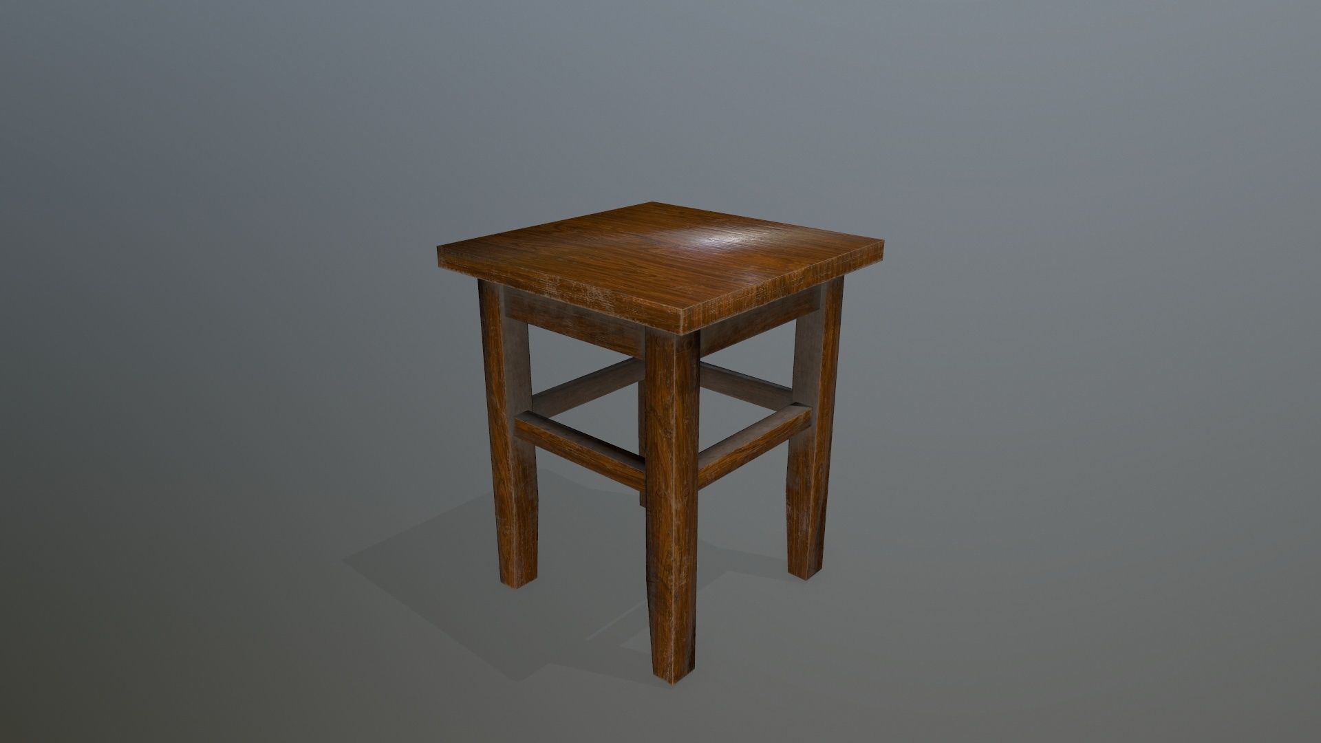 Footstool wooden table Low-poly 3D model_3