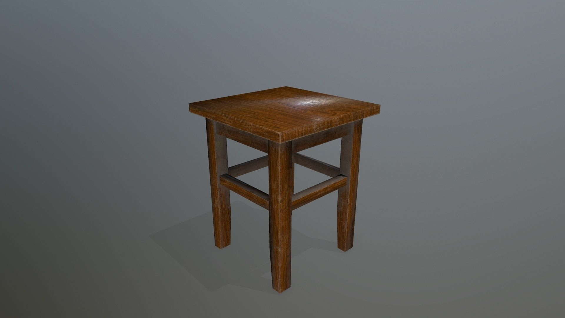 Footstool wooden table Low-poly 3D model_7