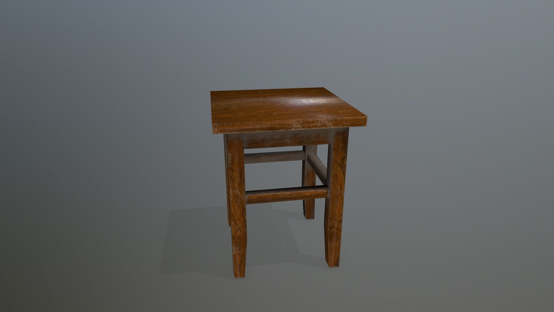 Footstool wooden table Low-poly 3D model_4
