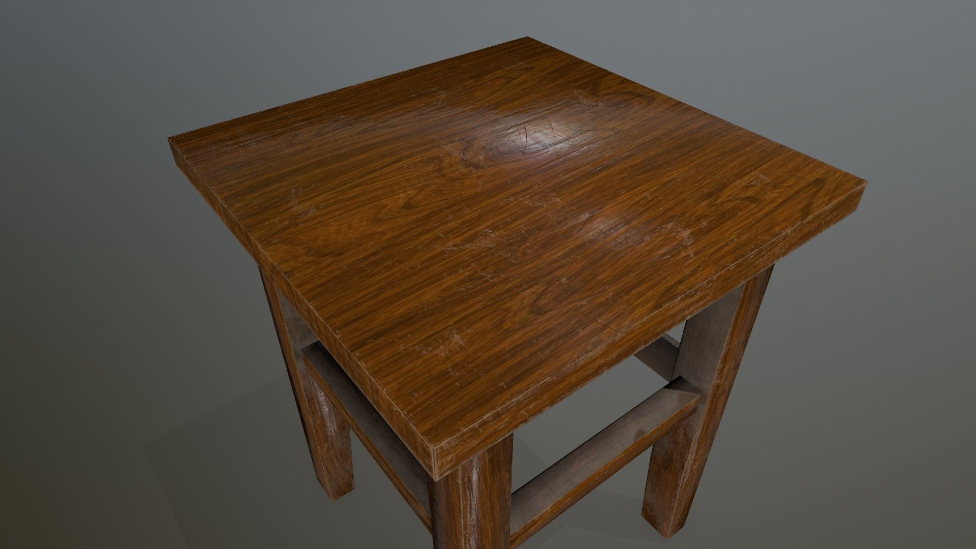 Footstool wooden table Low-poly 3D model_9