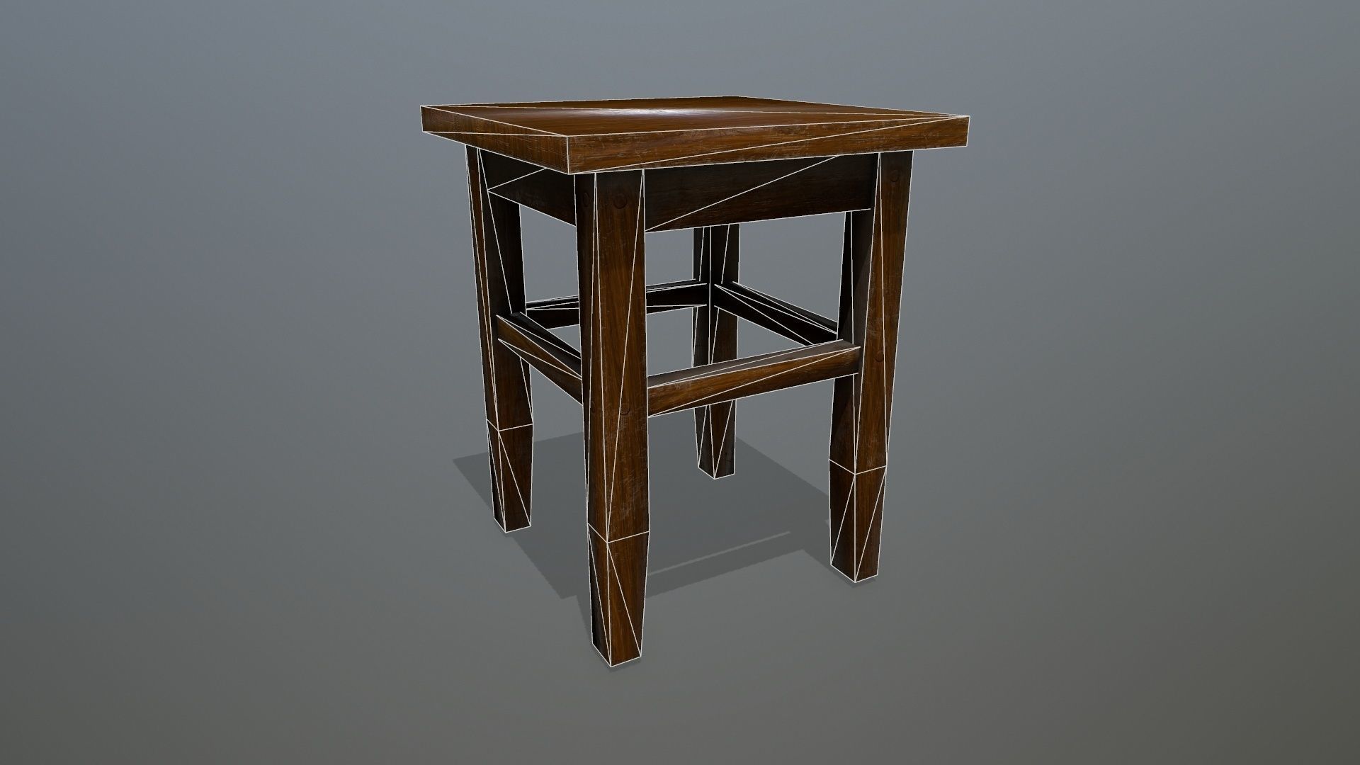 Footstool wooden table Low-poly 3D model_10