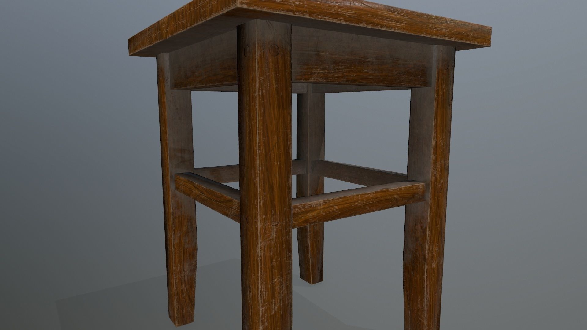 Footstool wooden table Low-poly 3D model_8
