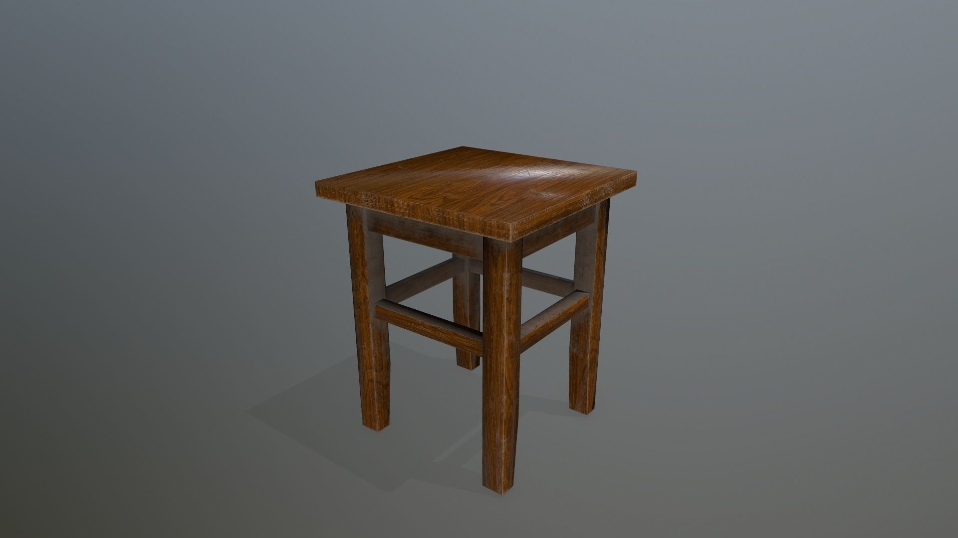 Footstool wooden table Low-poly 3D model_5