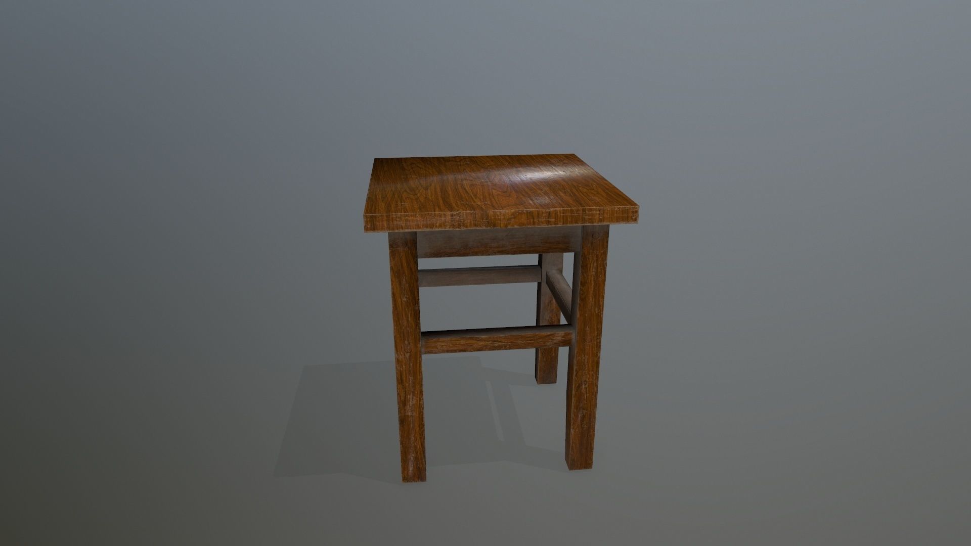 Footstool wooden table Low-poly 3D model_2